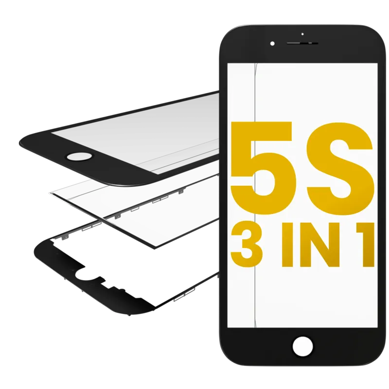 3v1 (přední sklo + rámeček + předinstalovaná OCA) pro iPhone 5S (černá) (balení 2 ks)