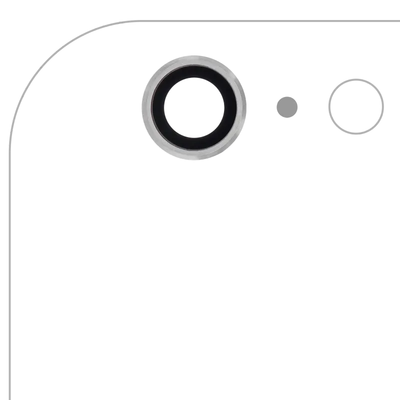 Sklíčko zadní kamery pro iPhone 6 Plus / 6S Plus (stříbrná) (balení 10 ks)