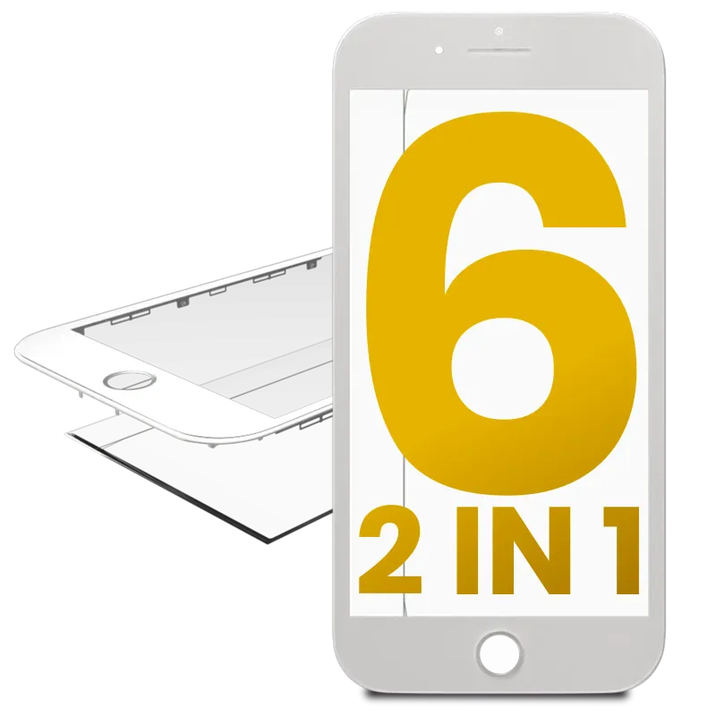 2v1 (přední sklo + předinstalovaný rámeček) pro iPhone 6 (bílá) (balení 2 ks)
