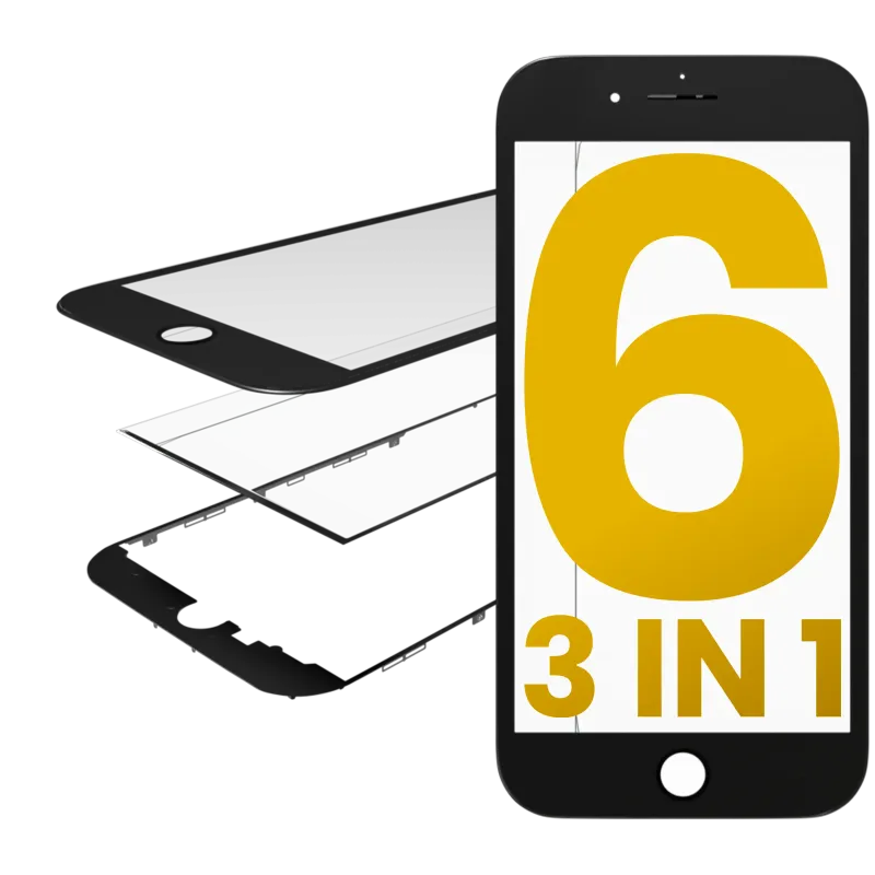 3v1 (přední sklo + rámeček + předinstalovaná OCA) pro iPhone 6 (Premium) (černá) (balení 2 ks)