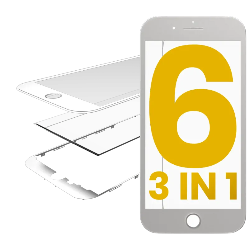 3v1 (přední sklo + rámeček + předinstalovaná OCA) pro iPhone 6 (bílá) (balení 2 ks)