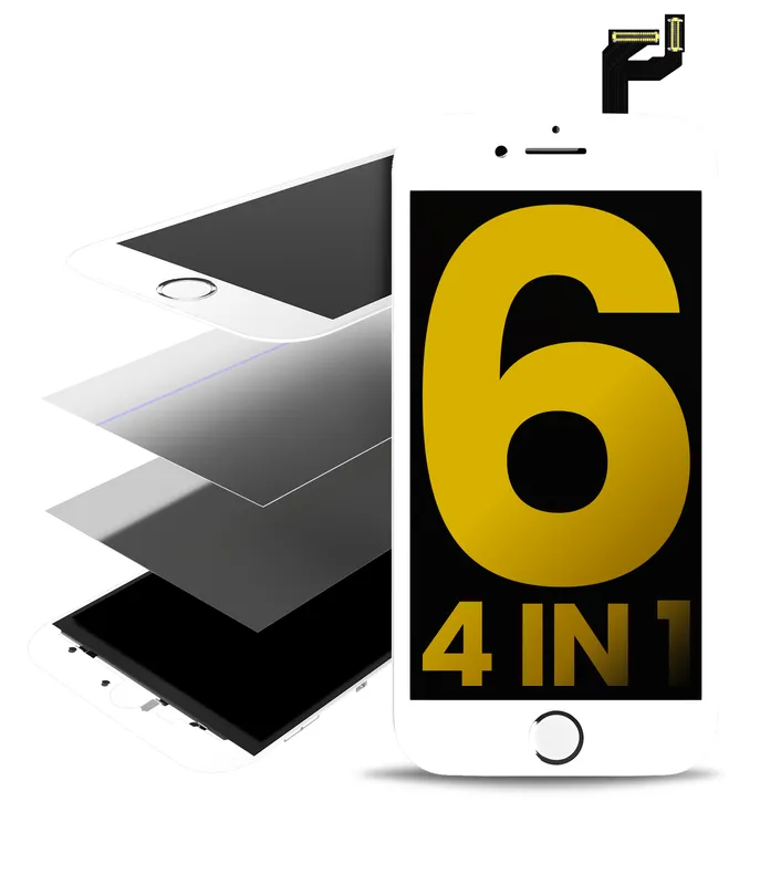 4v1 (Front Glass + Polarizer + Frame + OCA Pre-Installed) pro iPhone 6 (bílá) (balení 2 ks)