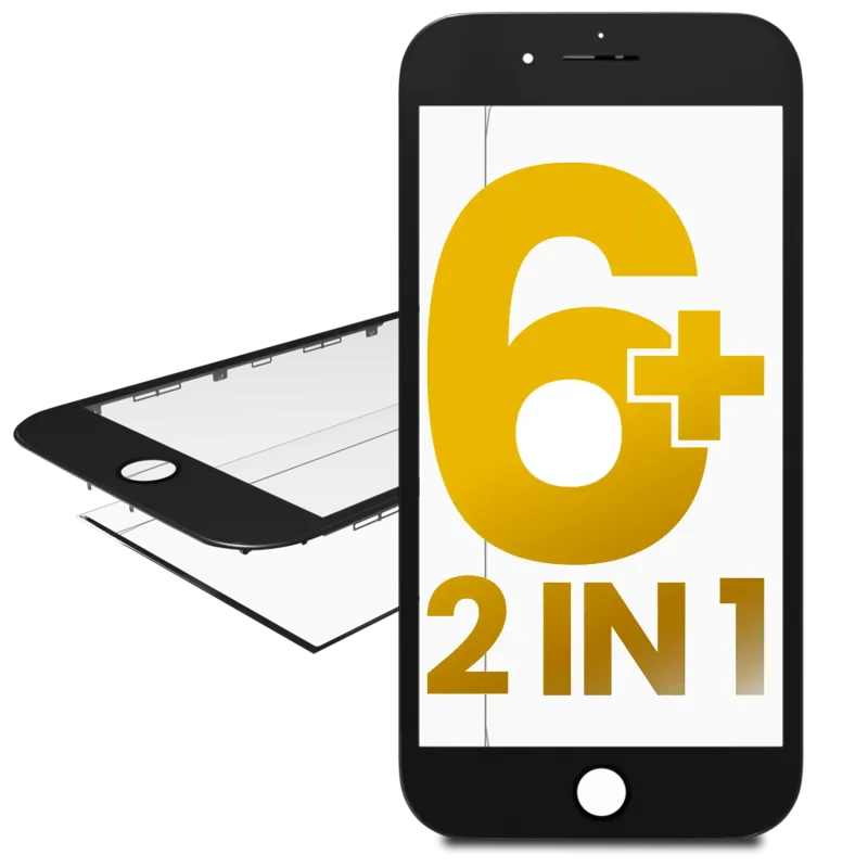 2v1 (přední sklo + předinstalovaný rámeček) pro iPhone 6 Plus (černá) (balení 2 ks)