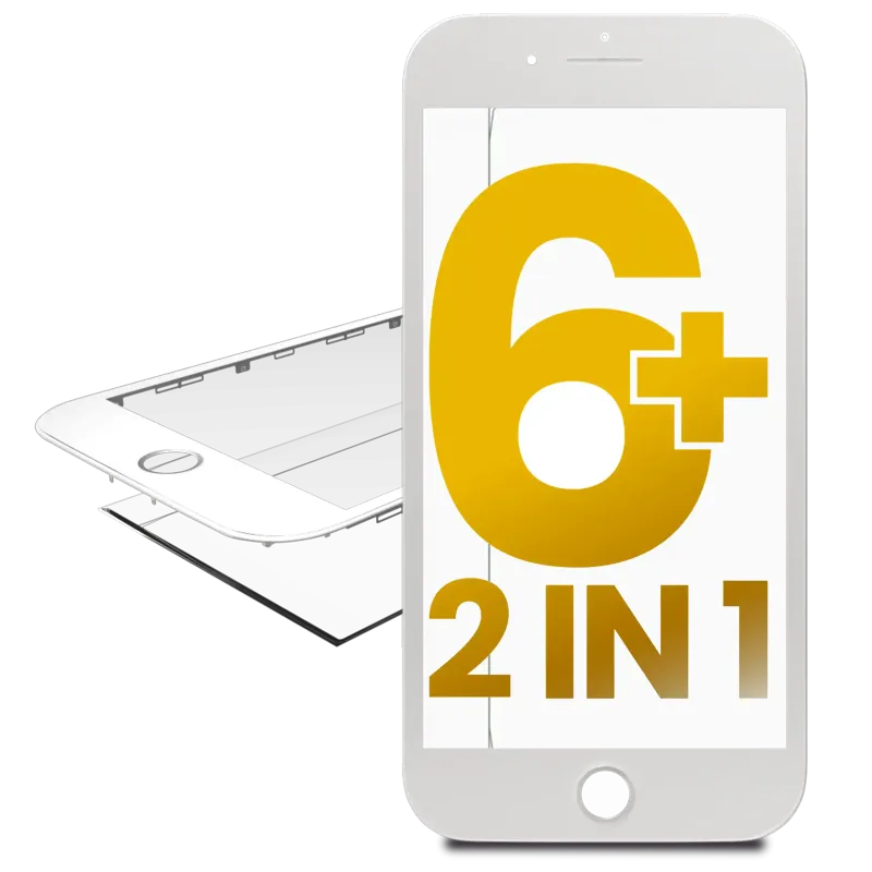 2v1 (přední sklo + předinstalovaný rámeček) pro iPhone 6 Plus (bílá) (balení 2 ks)