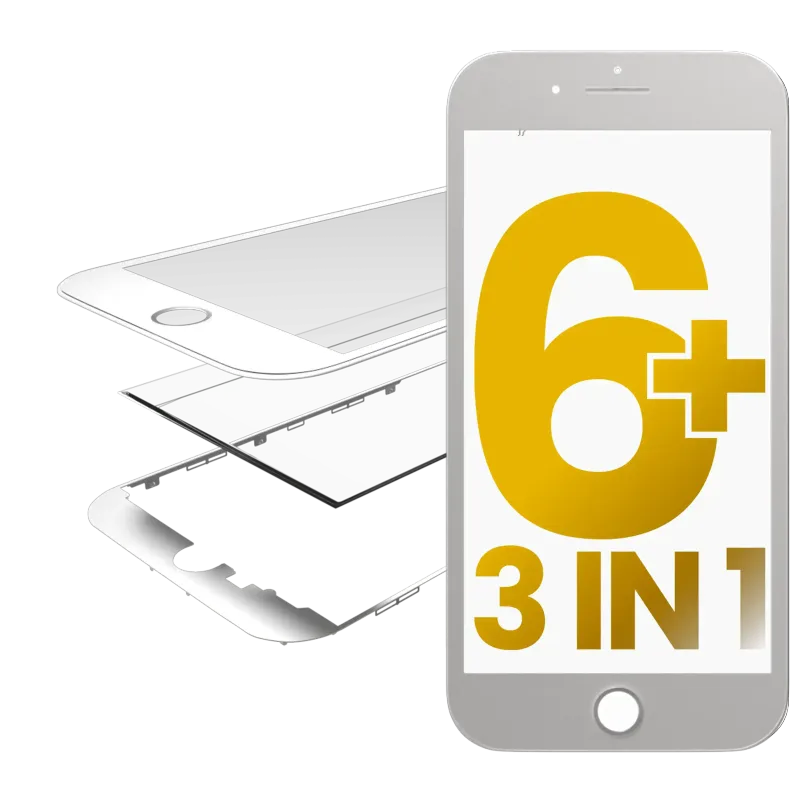 3v1 (přední sklo + rámeček + předinstalovaná OCA) pro iPhone 6 Plus (bílá) (balení 2 ks)