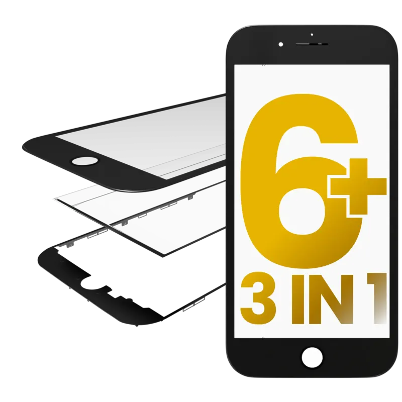 3v1 (přední sklo + rámeček + předinstalovaná OCA) pro iPhone 6 Plus (černá) (balení 2 ks)