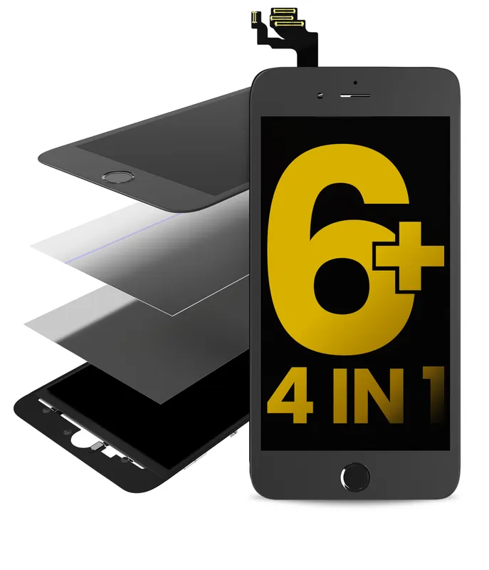 4v1 (přední sklo + rámeček + polarizátor + předinstalovaná OCA) pro iPhone 6 Plus (černá) (balení 2 ks)