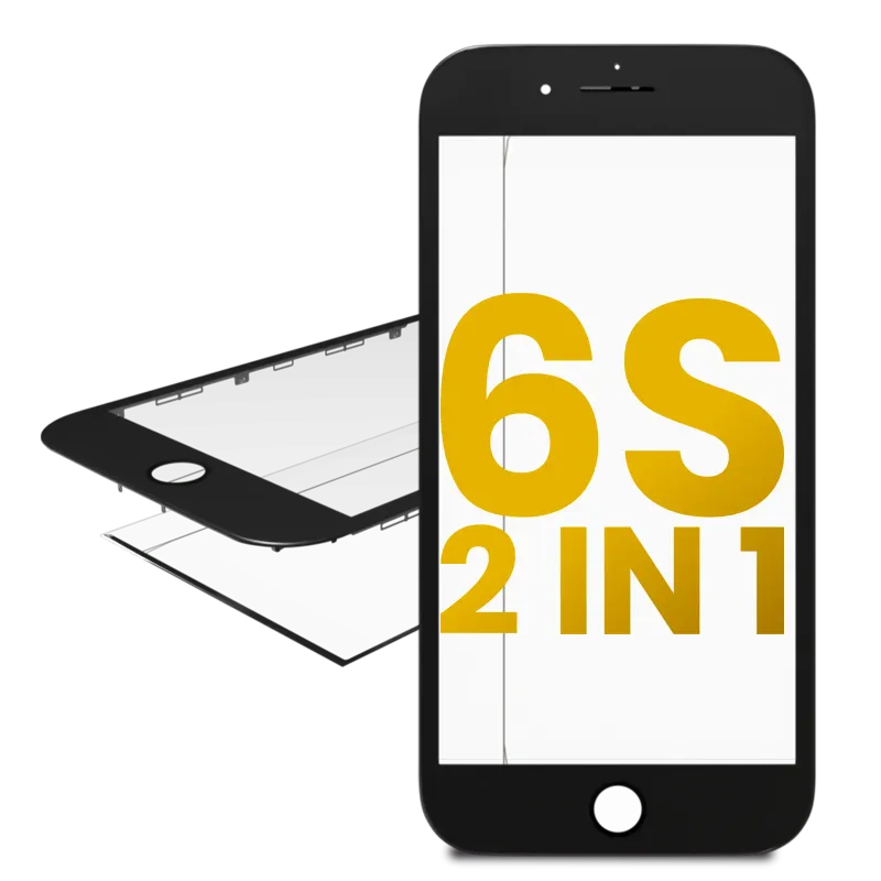 2v1 (Glass With Frame Pre-Installed) pro iPhone 6S (černá) (Premium) (balení 2 ks)