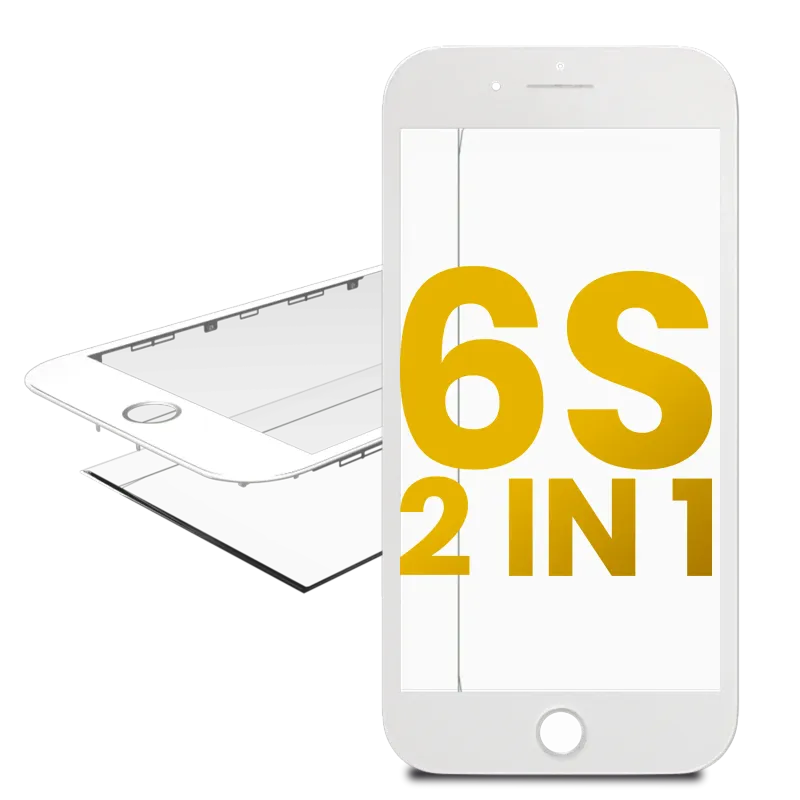 2v1 (přední sklo + předinstalovaný rámeček) pro iPhone 6S (bílá) (balení 2 ks)