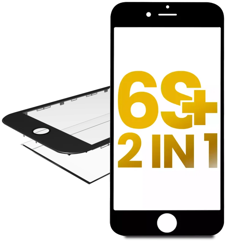 2v1 (přední sklo + předinstalovaný rámeček) pro iPhone 6S Plus (černá) (balení 2 ks)