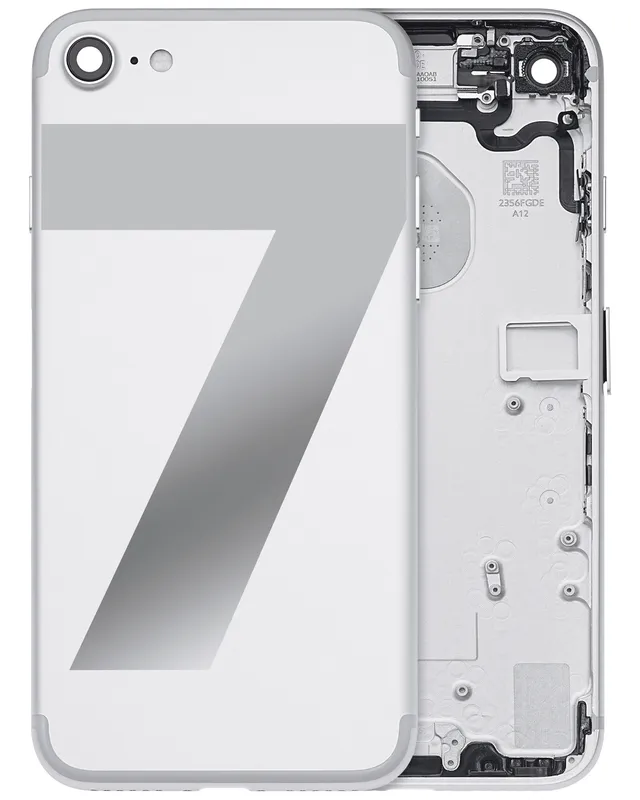 Zadní kryt (housing) s drobnými součástkami (předinstalováno) pro iPhone 7 (originál z vyřazeného zařízení, stav A) (stříbrná)