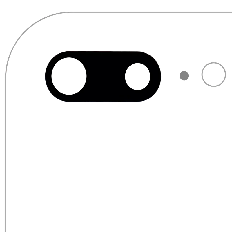 Sklíčko zadní kamery s lepením (jen sklo) pro iPhone 7 Plus / 8 Plus (Aftermarket Plus) (balení 10 ks)