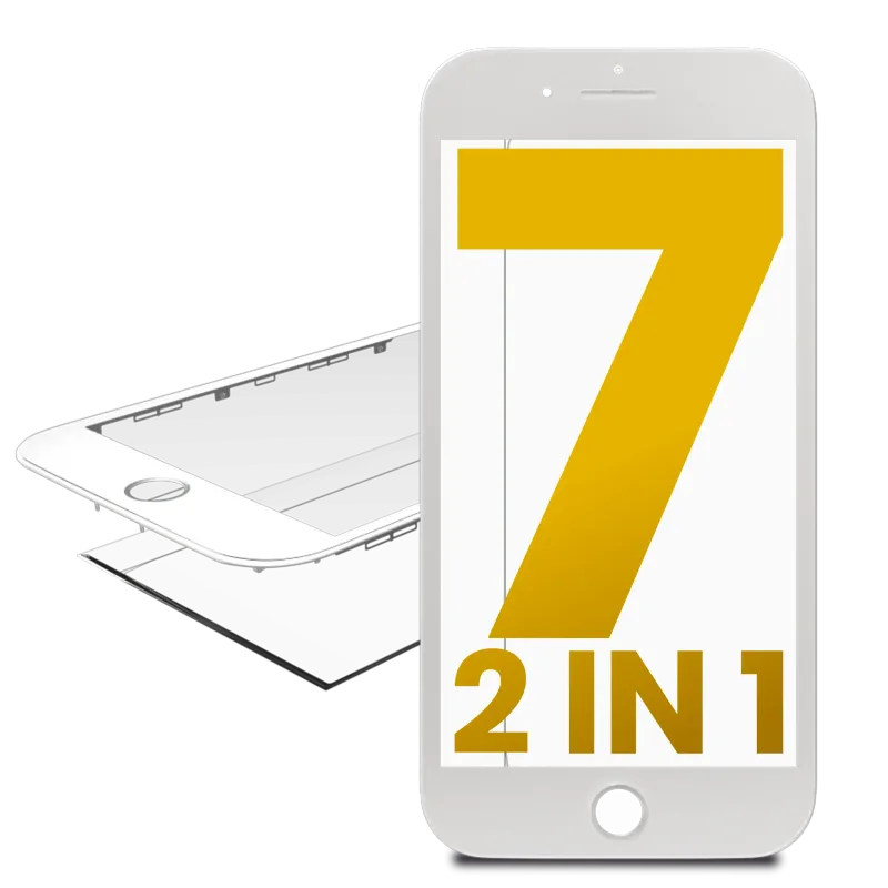 2v1 (přední sklo + předinstalovaný rámeček) pro iPhone 7 (bílá) (balení 2 ks)
