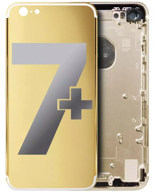 Zadní kryt (housing) s drobnými díly pro iPhone 7 Plus (bez loga) (Aftermarket Plus) (zlatá)